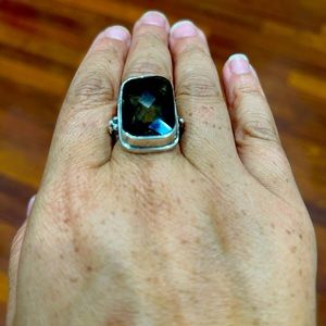 Smokey quartz stone set in 925 Sterling silver. Size 10.